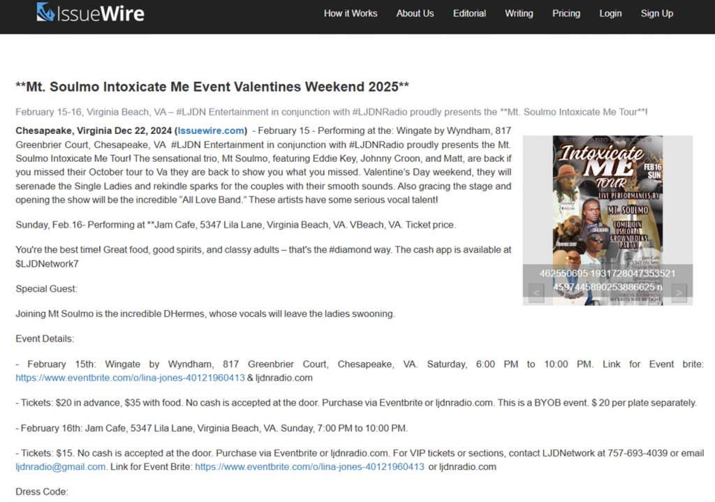 LJDNRaadio intoxicate me tour 2/15/25 press release